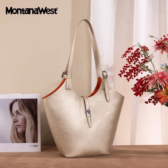 Hobo Purses for Women Gold Faux Leather Tote Bag💝 - Picture 5 of 7